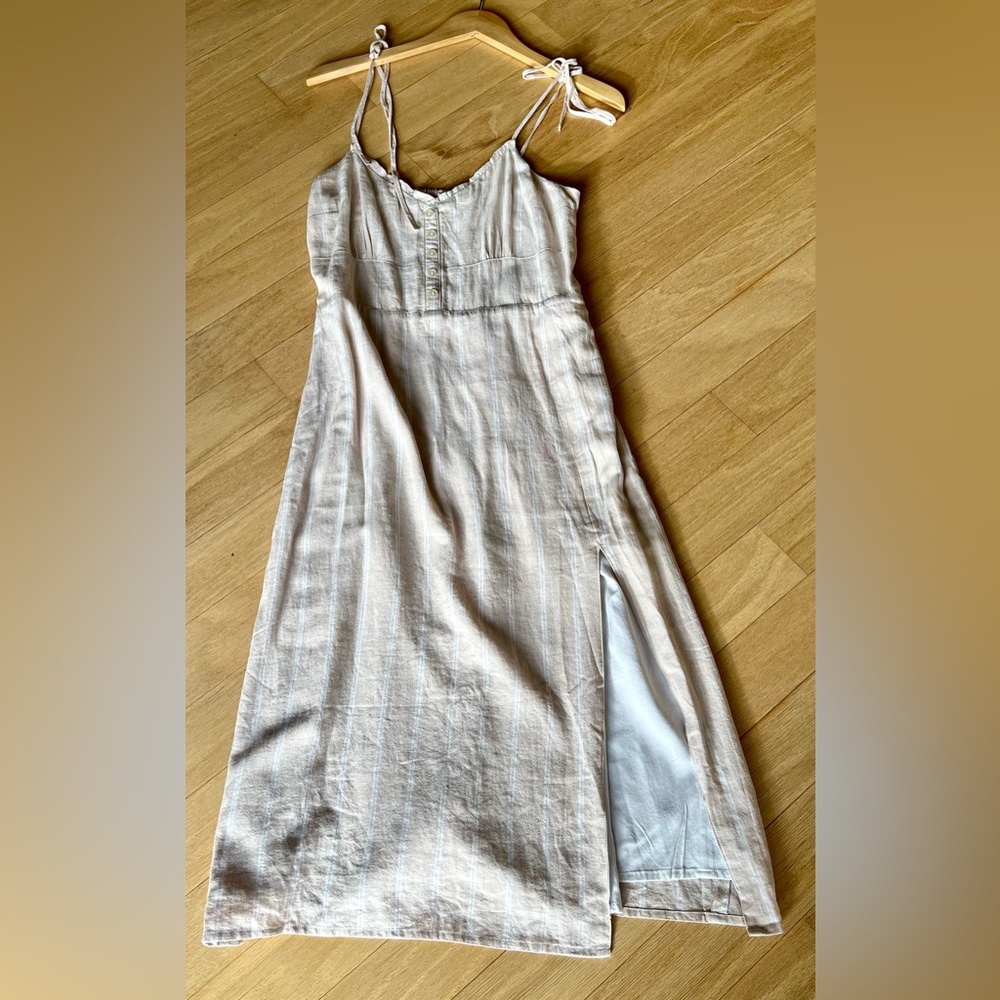 Abercrombie Midi Tan Beige Cream Cotton Dress